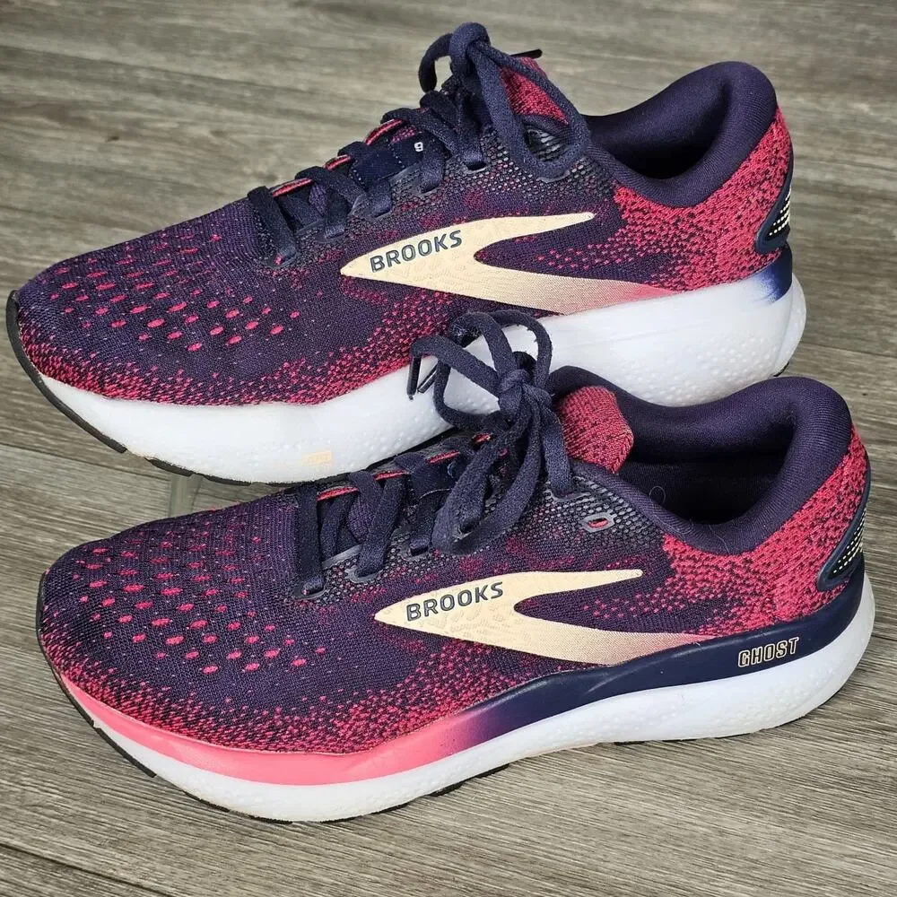 Brooks Ghost Women's Navy Purple and Pink Running Sneakers